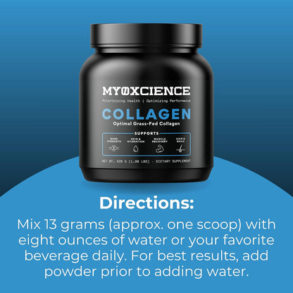 MYOXCIENCE Optimal Grass-Fed Collagen Powder | Bovine Collagen Peptides | Supports Collagen Production, Joint Health, Skin Elasticity, and More (30 Servings)