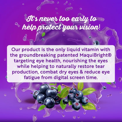 Passion 4 Health Liquid Eye Vitamins - Natural Vision & Adult Eye Care Supplement - Premium Support with Maqui Berry Extract, Gluten-Free, Non-GMO, No Sugar - 30-Day Supply, Made in USA