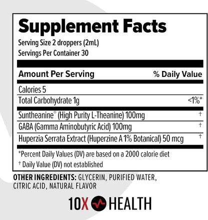 10X Health Calm Drops - AM Calm + PM Sleep Kit | L-Theanine & GABA Liquid Drops + Magnesium, L-Theanine & Melatonin Capsules, 2-Pack