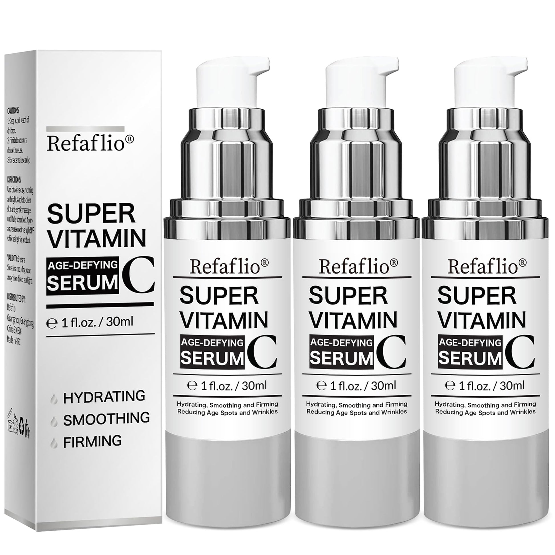 Super Vitamin C Serum for Women over 70, Rapid Anti Aging Cream, Face Lift Cream, Hydrates, Softens, Lifts and Firms, Fights Wrinkles, Advanced Super Serum C 3PCS. (90ml) RefaflioBuy Supplements Australia