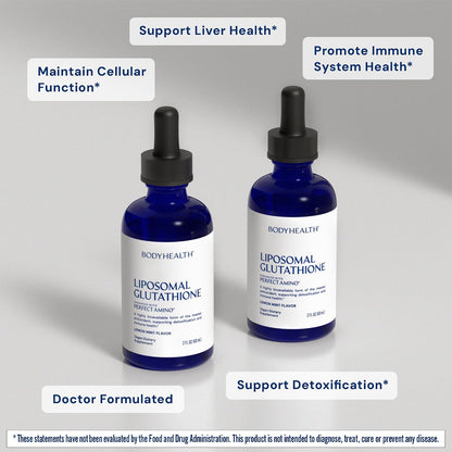 BodyHealth Liposomal L-Glutathione 100 mg – Lemon Mint Flavor | Supports Detox, Liver & Immune Health | Vegan, Non-GMO, Gluten-Free - 2 FL OZ (60 mL)