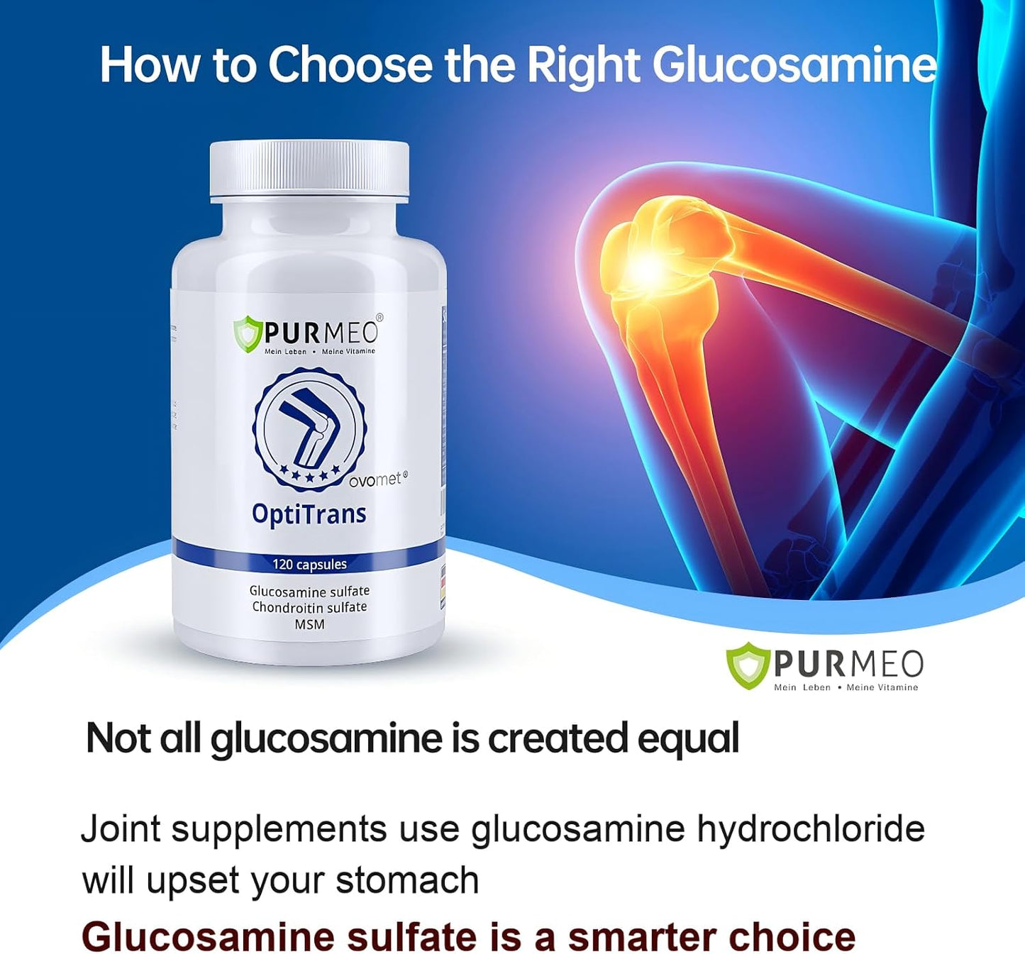 5-Day Fast-Acting Glucosamine Chondroitin MSM for Joint & Cartilage Health | Lower Purine Risk, 200mg OVOMET Eggshell Membrane, 80% Less Marine Glucosamine, Regulated by German Pharmacies, Traceable PZN