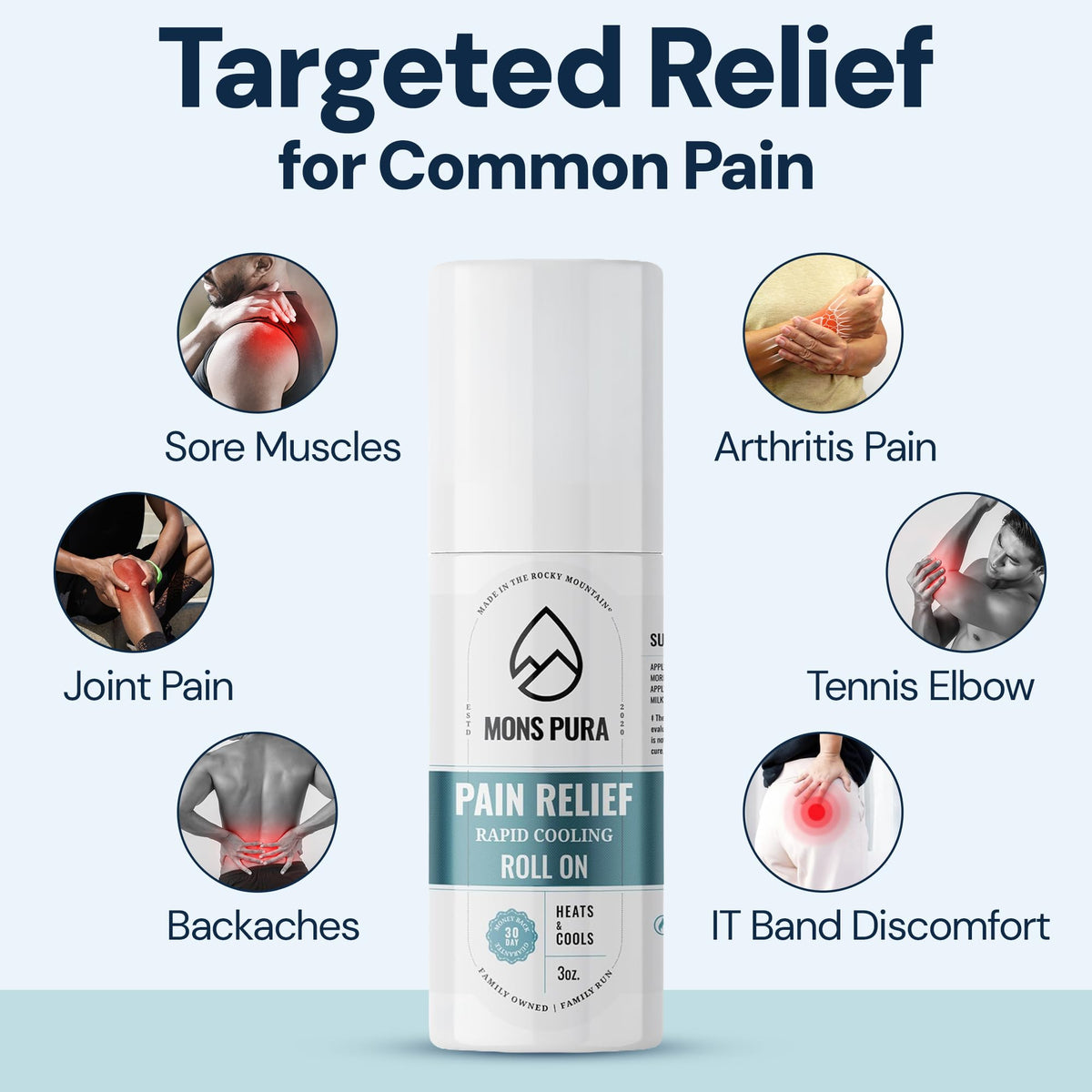 Mons Pura Roll On Pain Relief with Menthol, Arnica, Rosemary & Essential Oils - Extra Strength Arnica Roll On Fast Cooling Muscle & Joint Relief for Arthritis, Back Pain & Sciatica (3oz) Mons PuraBuy Supplements Australia