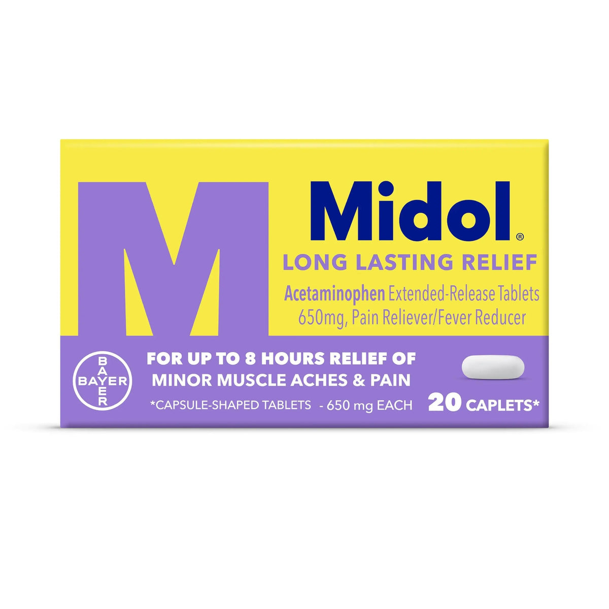 Midol Long Lasting Relief 20ct: Midol Long Lasting Relief, Menstrual Symptom Reliever & Fever Reducer, Caplets with Acetaminophen for Menstrual Pain Relief - 20 Count (Packaging May Vary) MidolBuy Supplements Australia