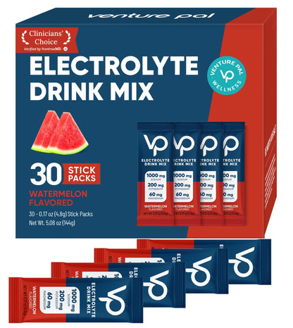 Venture Pal High Sodium Sugar-Free Electrolytes Powder Packets, 16 Sticks | Hydration Packets with Sodium, Potassium & Magnesium, Zero Calories, Keto, Vegan, and Paleo Friendly