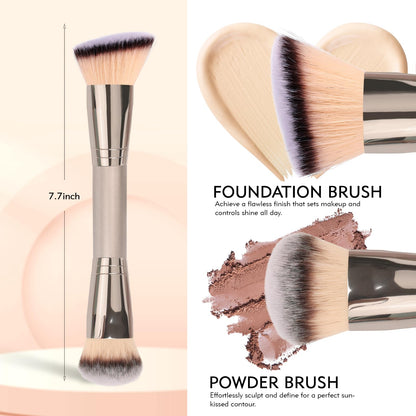 Dual-Ended Foundation Brush: Round & Angled Pro-Grade makeup brushes, 100% Vegan Synthetic Makeup Brush for Flawless Blending and Application of Liquid, Powder, Cream, Blush dpollaBuy Supplements Australia