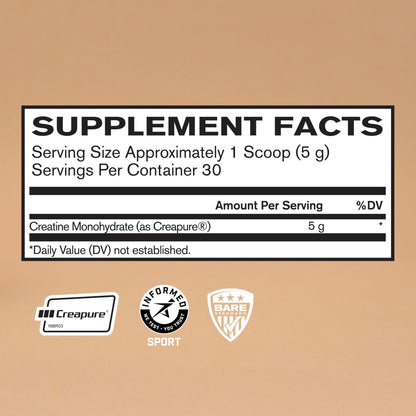 BARE PERFORMANCE NUTRITION, BPN Pure Creatine Monohydrate Powder by Creapure, 5g of Creatine per Serving, Supports Muscle Growth, Unflavored Creatine Powder, 60 Servings | 5g of Creatine per Serving, Supports Muscle Growth for Increased Strength, Power an