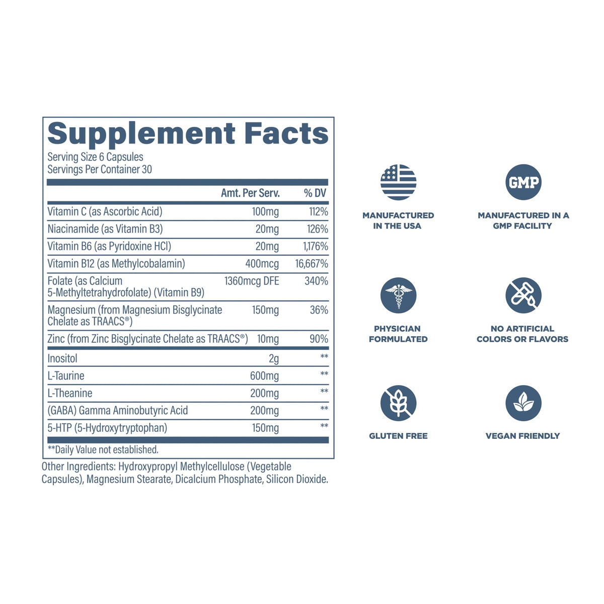 Revive MD Calm, Emotional Well-Being Support Supplement - Stress Management for Men & Women - Mood Enhancement Supplement Promotes Relaxation with L-Theanine, GABA & 5-HTP (180 Capsules, 30 Servings) ReviveBuy Supplements Australia