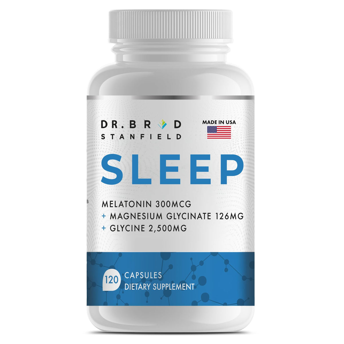 Dr Brad Stanfield Melatonin 300mcg + Magnesium Glycinate 126mg + Glycine 2,500mg for Sleep (120 Count, 30 Servings) Dr Brad StanfieldBuy Supplements Australia