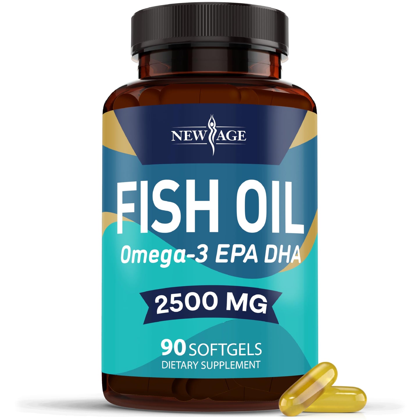 NEW AGE Omega 3 Fish Oil Supplement Immune & Health Support – Promotes Joint, Eye & Skin Health - Non GMO - EPA, DHA Fatty Acids Gluten Free (90 Softgels (Pack of 1)) NEW AGE buy supplements Au
