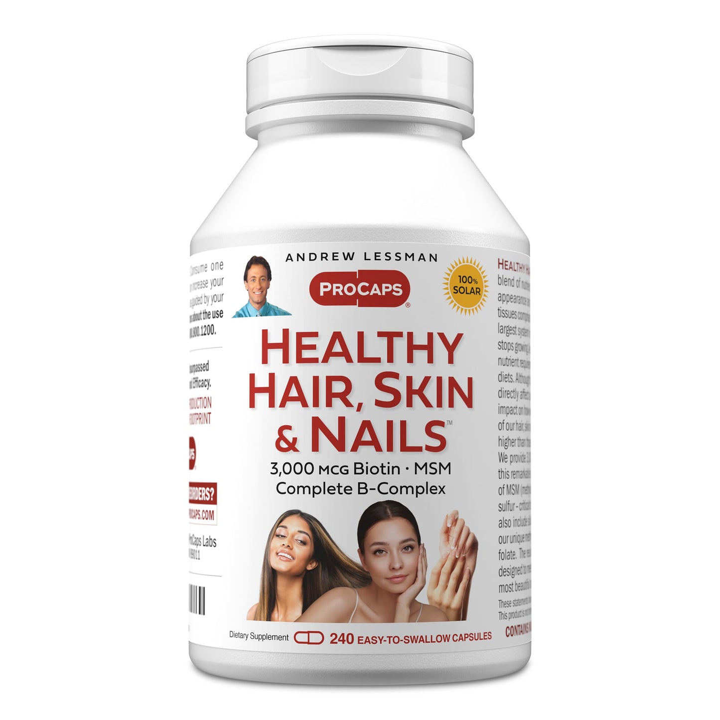 Andrew Lessman ProCaps Healthy Hair, Skin & Nails 60 Capsules | Biotin, Marine Collagen Peptides, MSM & Silica to support Keratin, Collagen and healthy connective tissue.