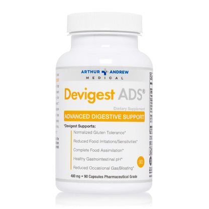 Arthur Andrew Medical - Devigest ADS, Advanced Digestive Support, Relief for Lactose Intolerance and Casein Sensitivities, Vegan, Non-GMO, 180 Capsules | Advanced Digestive Support, Relief For Lactose, Gluten, & Dairy Intolerance, & Casein Sensitivities,