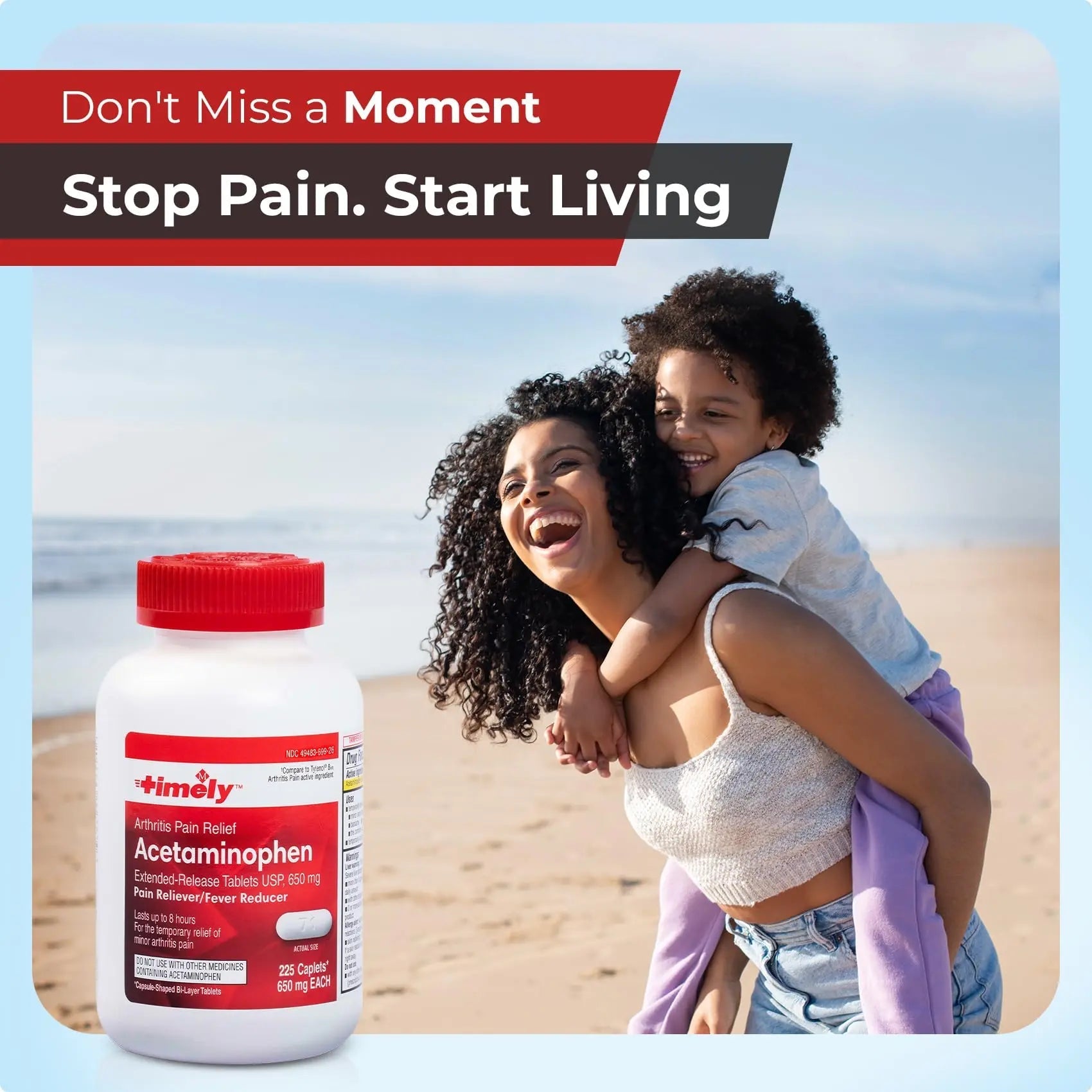 TIME-Cap Labs 225 Caplets Extended Release Acetaminophen 650mg - Pain Reliever & Fever Reducer for Adults, Helps with Headaches, Backaches, Muscle Pain, Toothaches & Menstrual Cramps TIME-CAP LABS, INC.Buy Supplements Australia