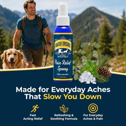 Amish Origins Deep Penetrating Pain Relief Liquid Spray - Fast-Acting, Natural Relief for Muscle Aches, Joint Pain, and Stiffness - 4 oz Spray Bottle
