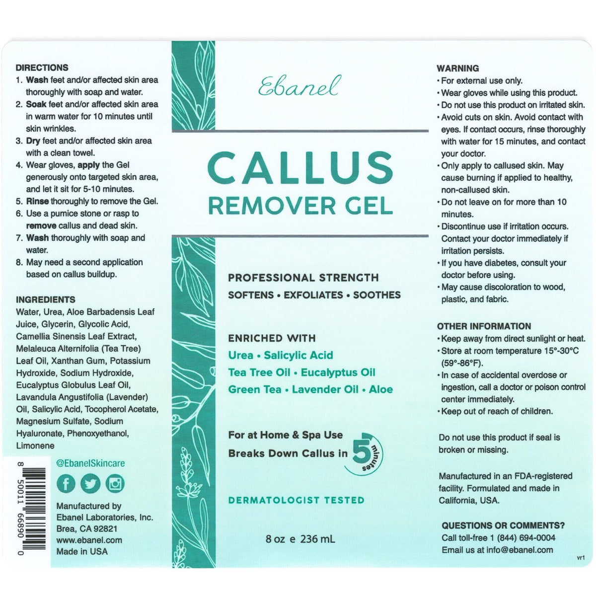 Ebanel Bundle of 40% Urea Cream 2-Pack and Callus Remover Gel
