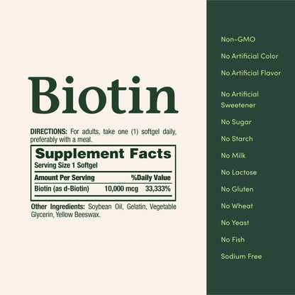Nature's Bounty Biotin 10,000 mcg, 250 Rapid Release Softgels