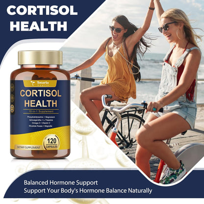 Totaria Cortisol Supplement with Ashwagandha,Magnesium,Rhodiola Rosea,L Theanine,Hormone Balance for Women 120 Vegan Capsules (Pack of 1)