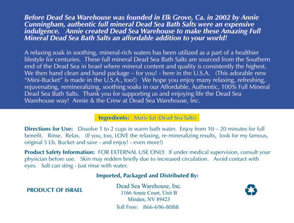 Dead Sea Warehouse-Amazing Minerals Dead Sea Bath Salts,100% Full Mineral Therapeutic Bath Salts, Detoxifying & Moisturizing, Exfoliating for Dry Skin, Unscented(5 lbs)