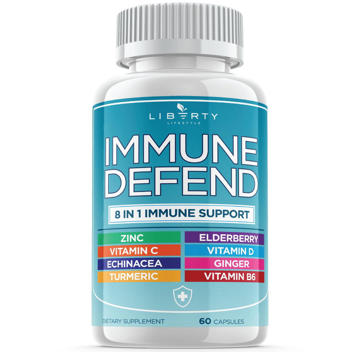 8 in 1 Immune Defense Support, Immunity Vitamins Supplement Booster Zinc 50mg, Vitamin C Elderberry VIT D3 5000 IU, Turmeric Curcumin & Ginger, Echinacea - Allergy Relief for Kids Adults (2 Pack) - PrimeBioHealth - canada supplements