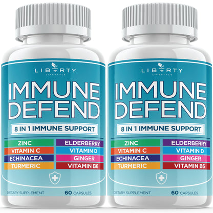 8 in 1 Immune Defense Support, Immunity Vitamins Supplement Booster Zinc 50mg, Vitamin C Elderberry VIT D3 5000 IU, Turmeric Curcumin & Ginger, Echinacea - Allergy Relief for Kids Adults (2 Pack) - PrimeBioHealth - canada supplements