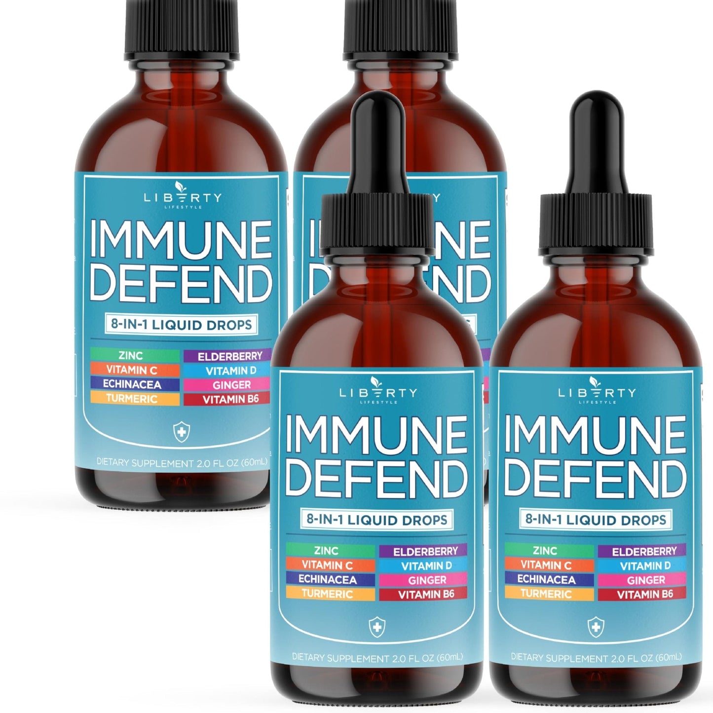 8-in-1 Immune Support Liquid Drops – Elderberry, Turmeric Curcumin, Echinacea, Ginger, Vitamins C & D3, Zinc & B6 – Fast-Absorbing Immune & Antioxidant Support – Vegan, Non-GMO – 4 oz - PrimeBioHealth - canada supplements