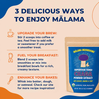 8-Mushroom Extract Powder by Malama, Organic Body Mushroom Blend Featuring Lion's Mane, Reishi, Cordyceps, Chaga, Turkey Tail, Superfood Adaptogenic - PrimeBioHealth - canada supplements