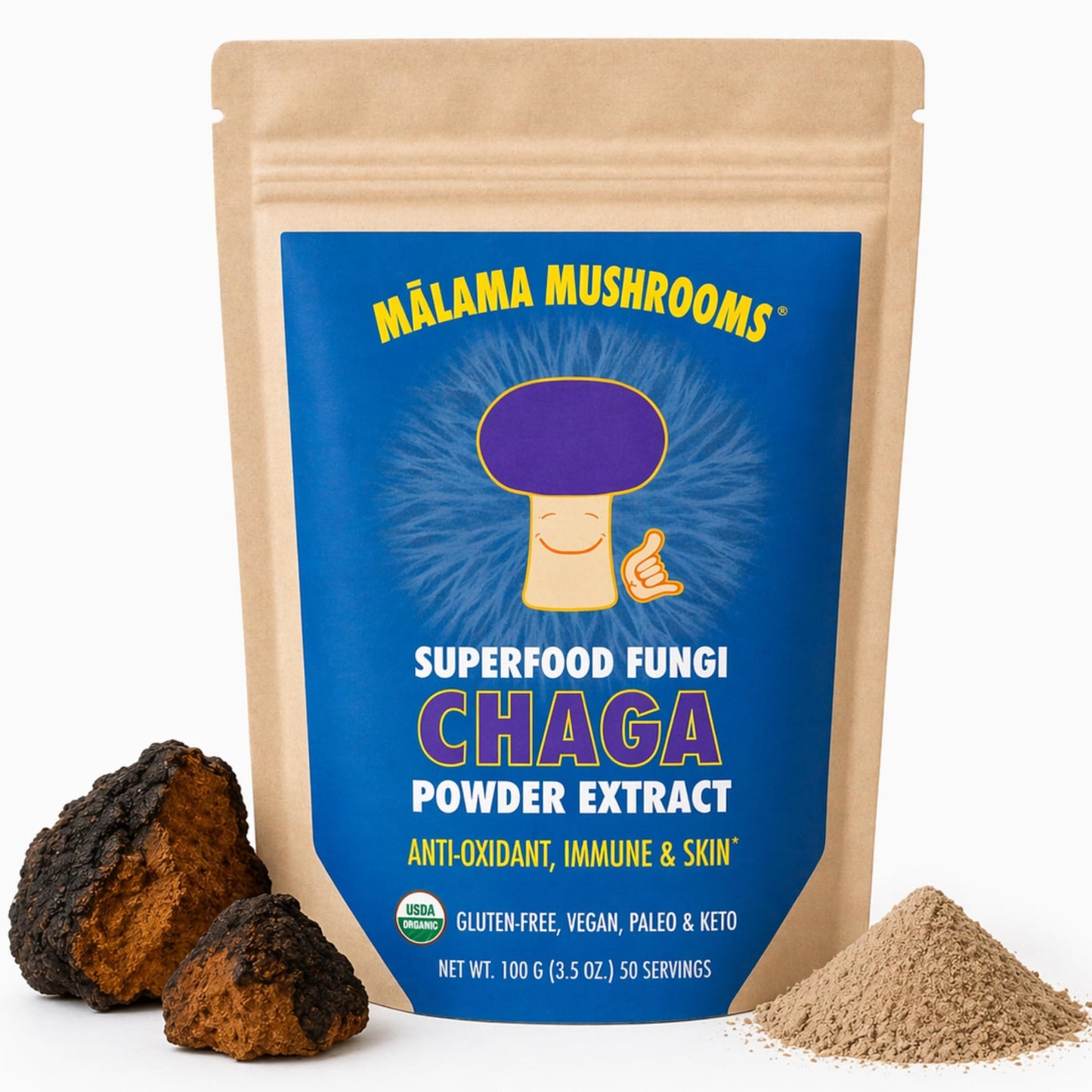 8-Mushroom Extract Powder by Malama, Organic Body Mushroom Blend Featuring Lion's Mane, Reishi, Cordyceps, Chaga, Turkey Tail, Superfood Adaptogenic - PrimeBioHealth - canada supplements
