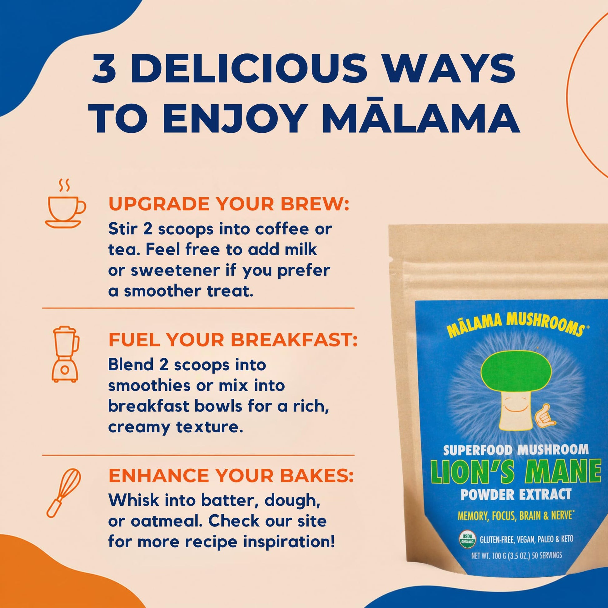 8-Mushroom Extract Powder by Malama, Organic Body Mushroom Blend Featuring Lion's Mane, Reishi, Cordyceps, Chaga, Turkey Tail, Superfood Adaptogenic - PrimeBioHealth - canada supplements