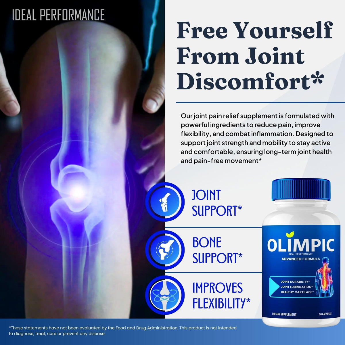 Olimpic Capsules, Advanced Joint Support Supplement Pills for Mobility and Comfort - Maximum Strength, Official Olim Pic Joint Support All Natural Formula, Premium Olim-Pic Reviews (60 Capsules) IDEAL PERFORMANCEBuy Supplements Australia