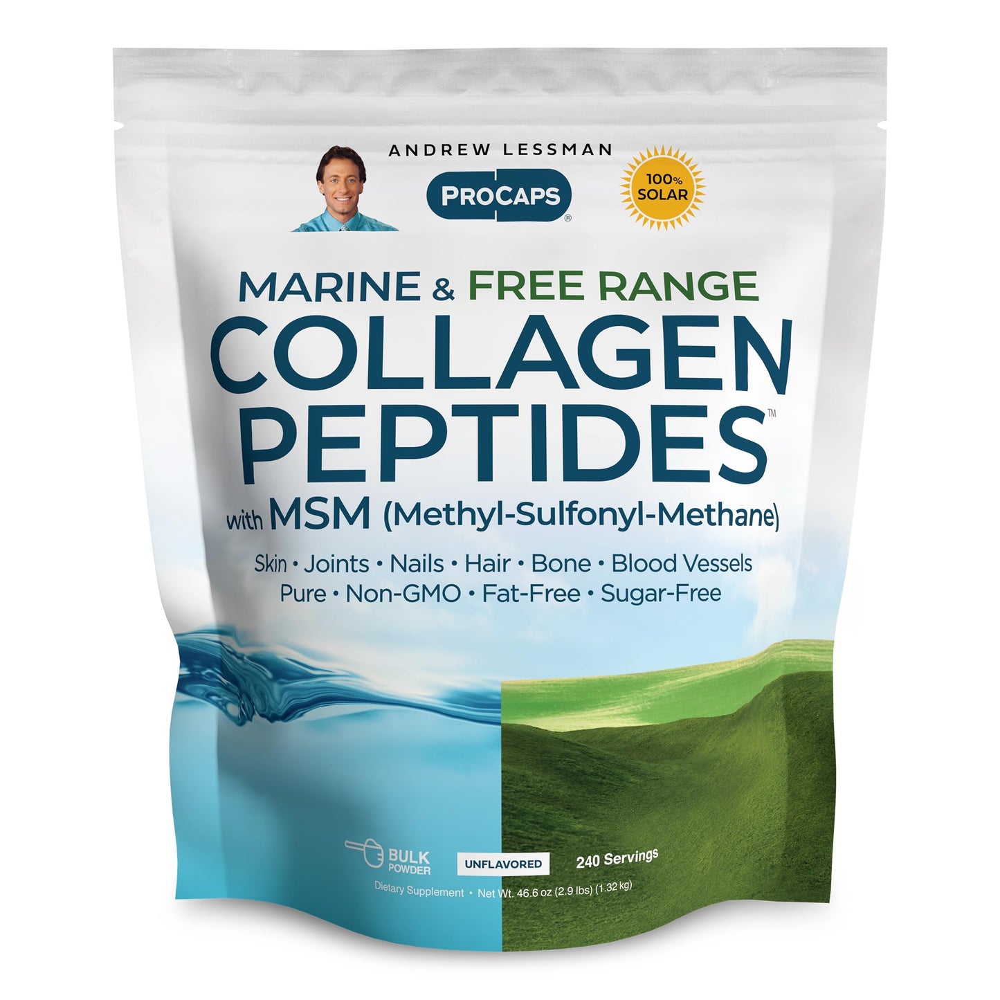 ANDREW LESSMAN ProCaps Marine Collagen Peptides with MSM Powder 60 Servings