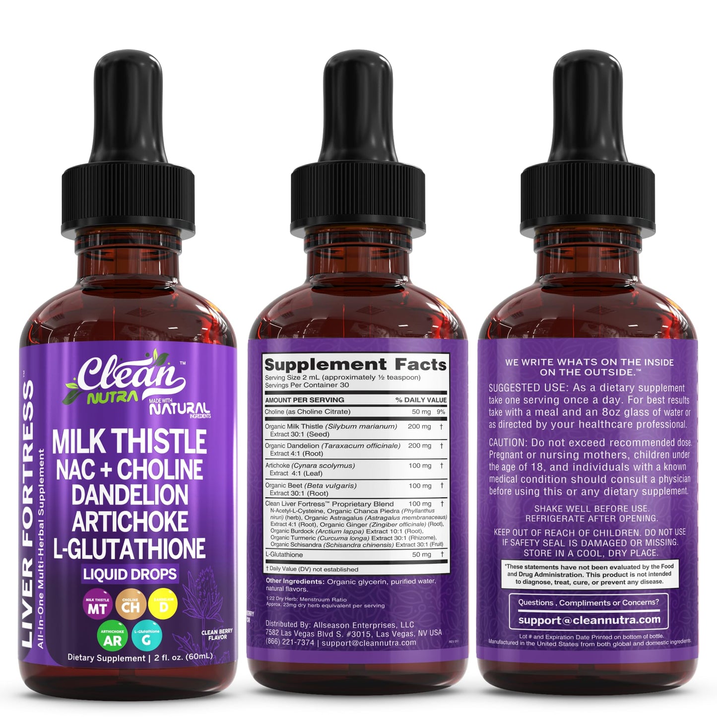 Clean Nutraceuticals Milk Thistle NAC Liver Cleanse Detox & Repair Supplement Liver Support Liquid Drops with Dandelion Extract, Artichoke, Chanca Piedra, Choline