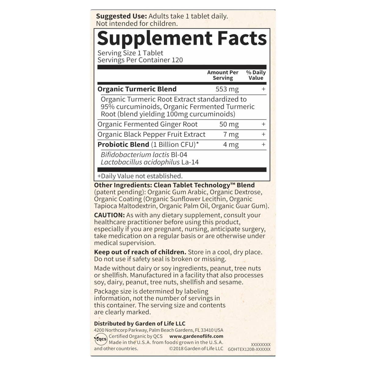 Garden of Life Organics Extra Strength Turmeric Inflammatory Response 120 Tablets-100Mg Curcumin (95% Curcuminoids) Black Pepper, Probiotics, Organic Non-GMO Vegan Gluten Free Herbal Supplement Garden of LifeBuy Supplements Australia