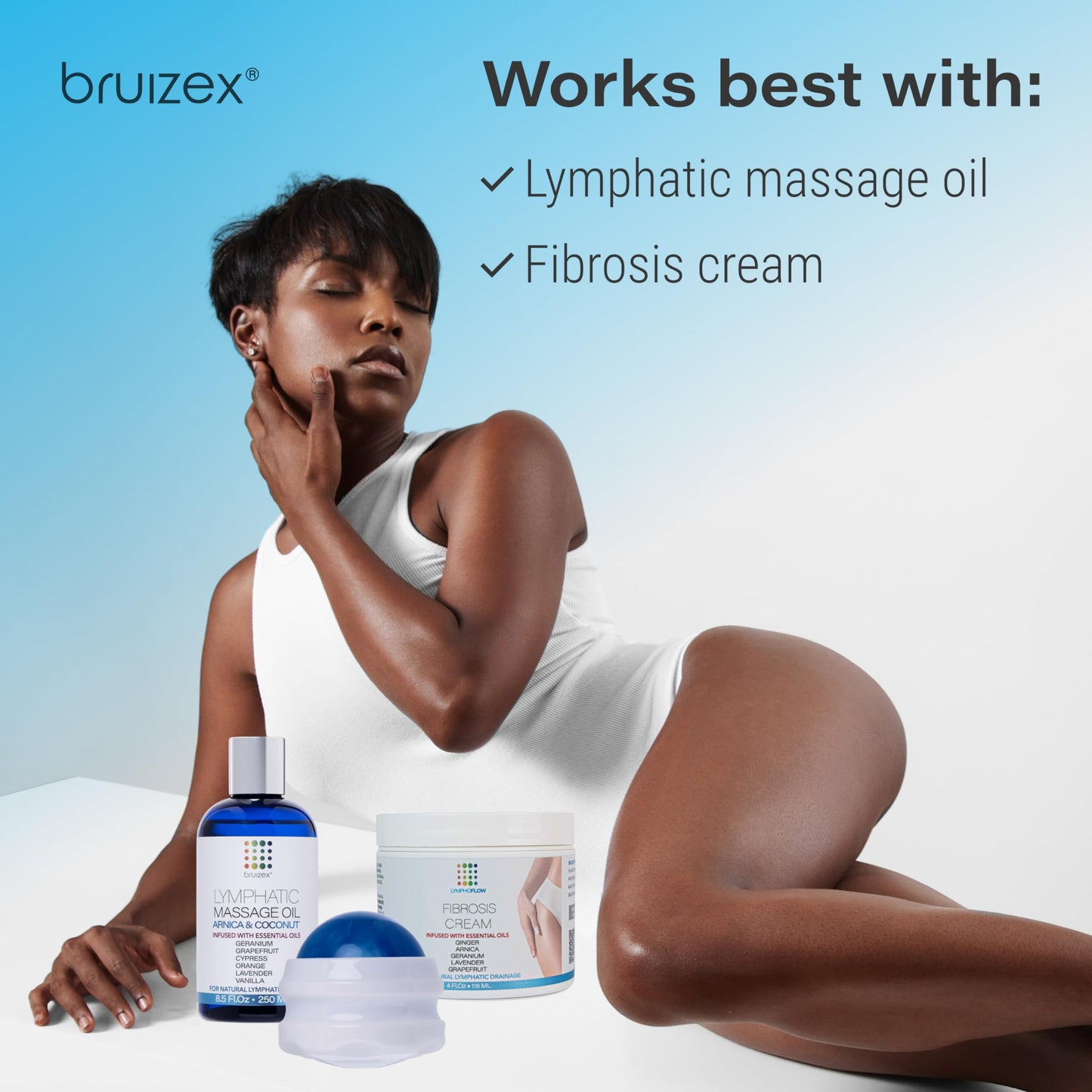 Bruizex Lymphatic Drainage Massager, Massage Roller Ball, Fibro Body Roller for Fibrosis Treatment, Liposuction, 360 Lipo, Tummy Tuck & BBL Post Surgery Recovery Bruizex buy supplements Au