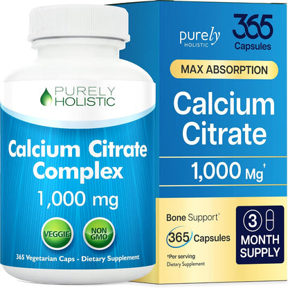 Calcium Citrate 1000mg, Bone & Teeth Support, Dr-Formulated | High-Absorption Cal Complex, Third-Party Tested, 3 Month Supply, Calcium Supplements for Women & Men, 365 Capsules