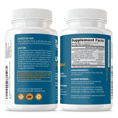 Dr. Tobias Liver 21 Day Cleanse 63 Capsules | Herbal Liver Detox Cleanse | Liver & Digestive Support | Milk Thistle + Dandelion + Artichoke | SOLARPLAST + Enzymes | 21-Day Program