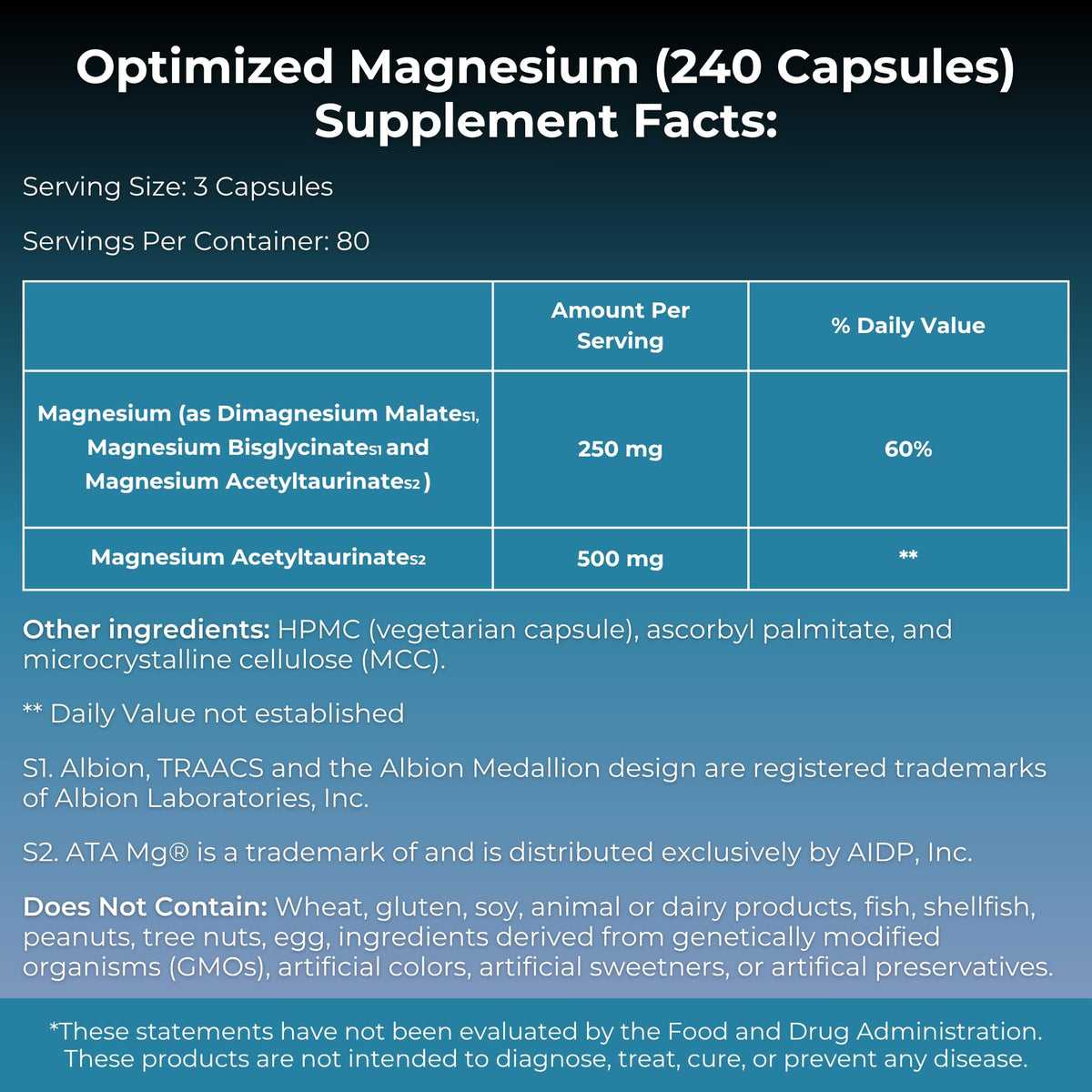 MYOXCIENCE Optimized Magnesium Glycinate + Magnesium Taurate (as ATAmag®) for High Brain Bioavailability to Support Stress Relief and Sleep | 30 Servings