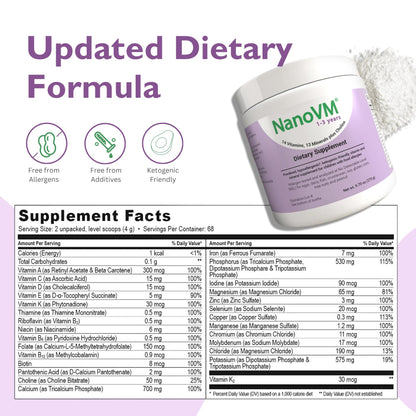 t/f, Dietary Supplement for Tube Feeding, Allergen-Free Kids Multivitamin, Unflavored Vitamin Powder with 14 Vitamins & 13 Minerals, Low-Carb Kids Vitamins, 275g - Solace Nutrition