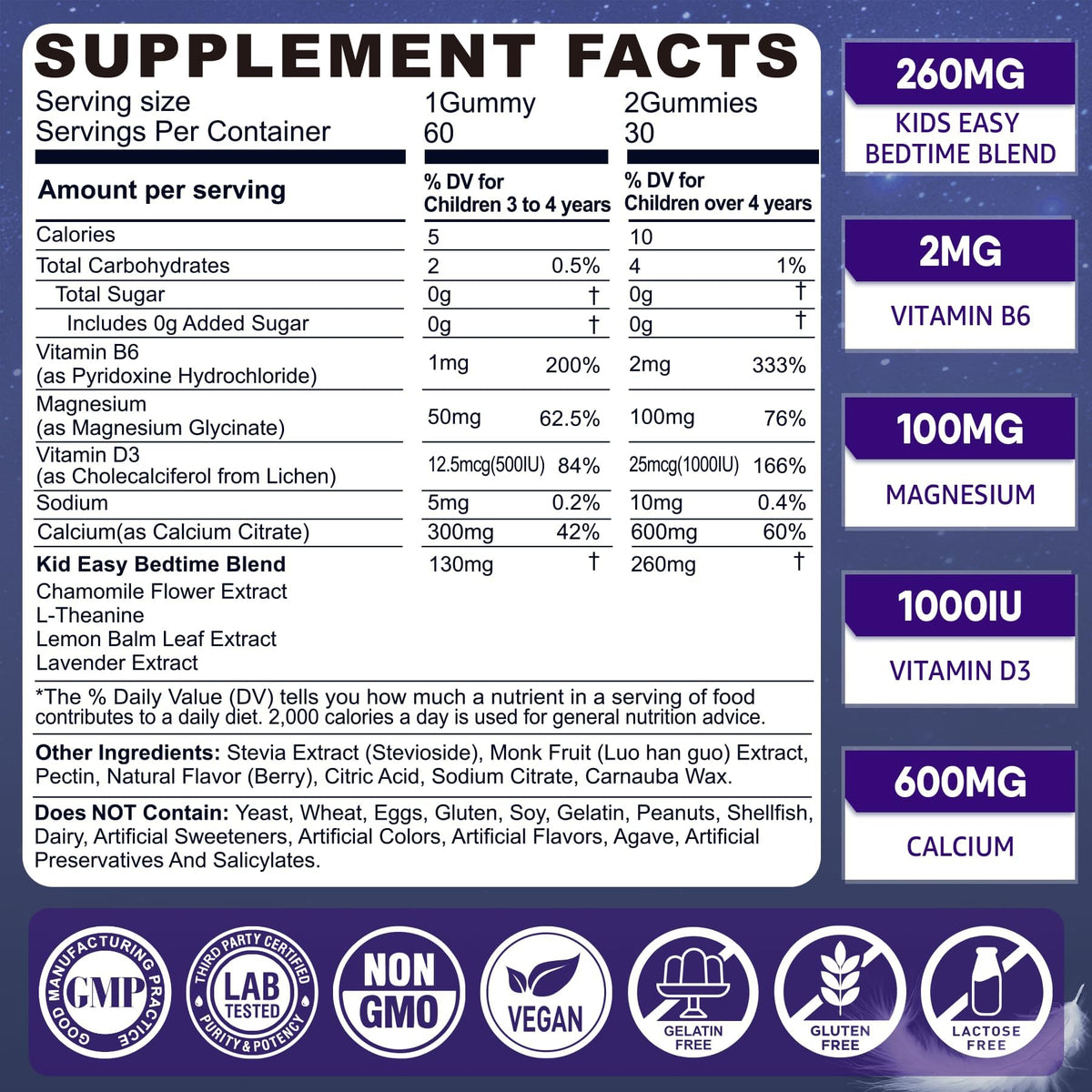 LILICARE Kids Sleep Gummies - Magnesium Glycinate Gummies, Melatonin Free Sleep Aid | Magnesium, Calcium, D3, B6, L Theanine | Kid Melatonin Alternative for Restful Sleep (Pack of 2) LILICAREBuy Supplements Australia