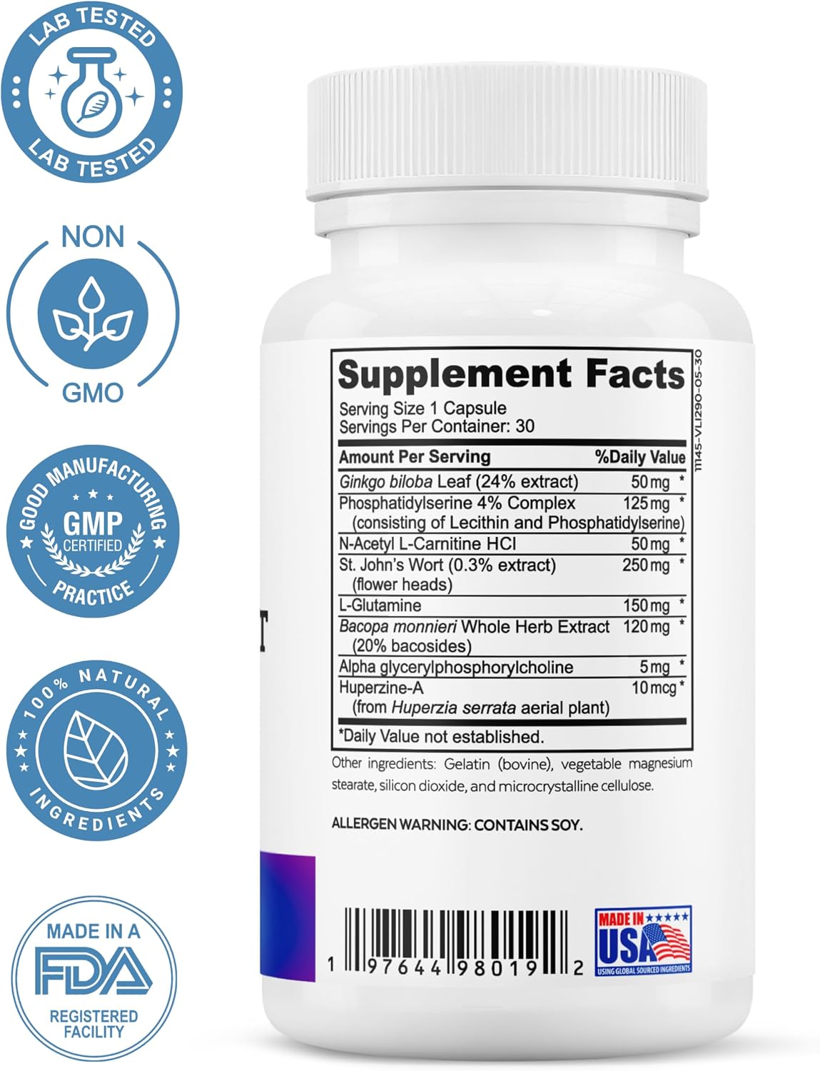 Magnesium Bisglycinate + Brain Support Complex Bundle | Focus, Memory, Calm, Cognitive Function, Muscle Relaxation & Daily Wellness