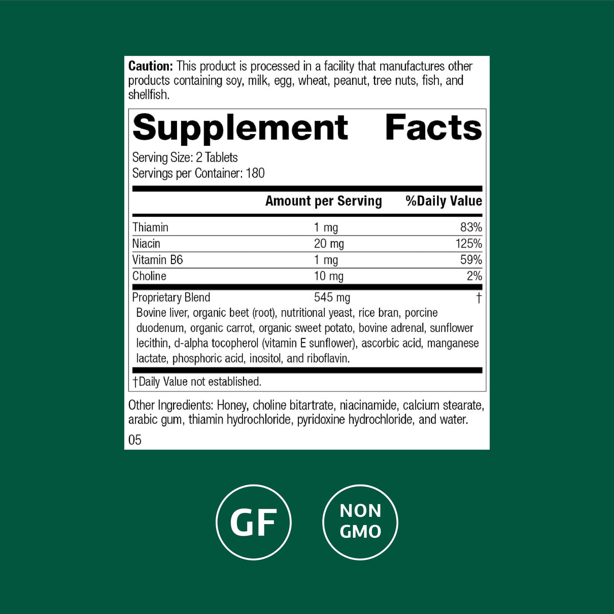 Standard Process Cataplex B-GF - Supports Nervous System Health - B Vitamins for Energy & Heart Support - Aids Energy During Physical Activity - Gluten-Free, Non-Soy & Non-Dairy - 360 Tablets Standard Process Inc.Buy Supplements Australia