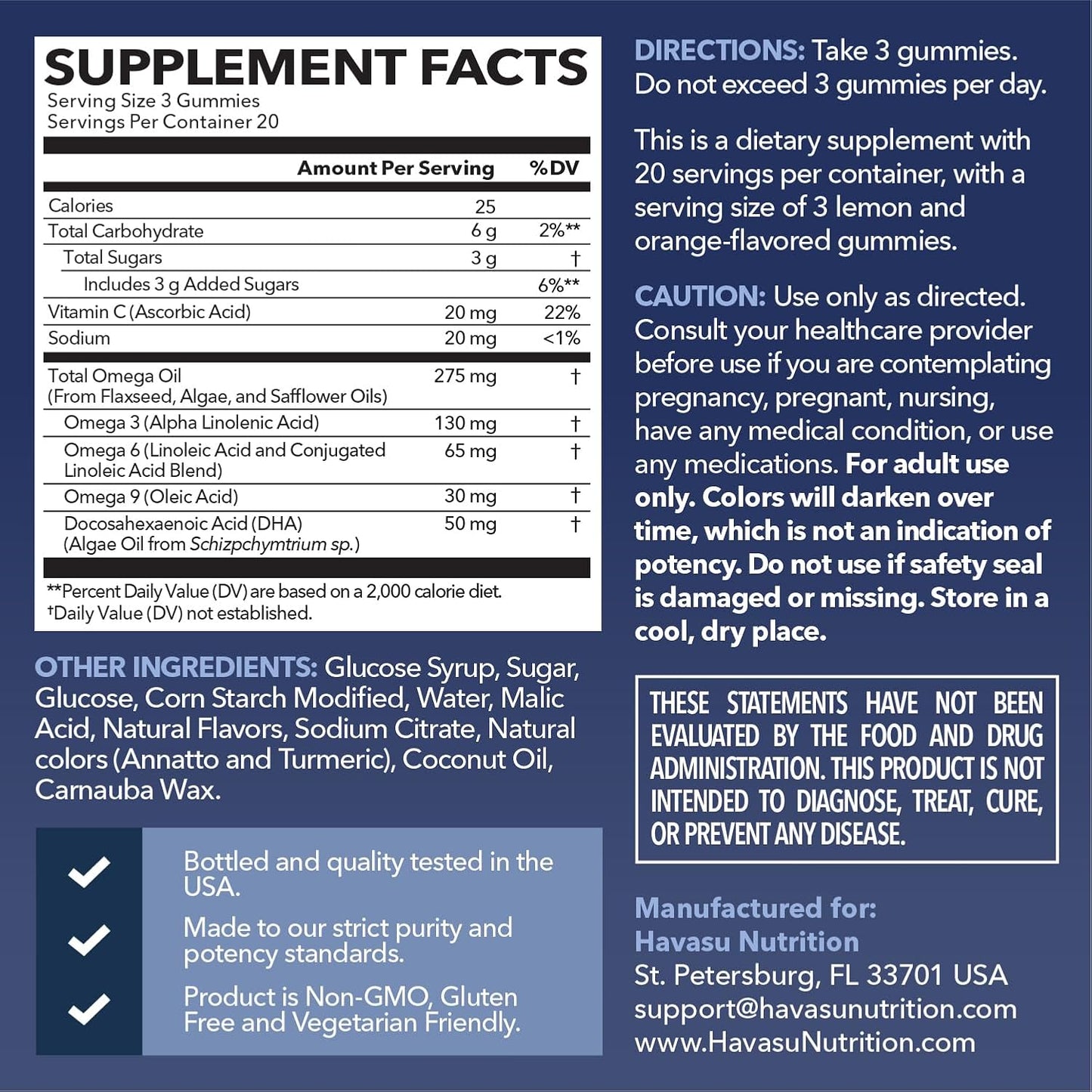 Omega 3 6 9 Gummies with DHA, Plant-Based Omega 3 Gummies for Adults, 60ct | Omega 3 6 9 + DHA Gummies, Fish Oil Alternative for Adults with DHA from Algae, Lemon and Orange Flavors, 20 Servings