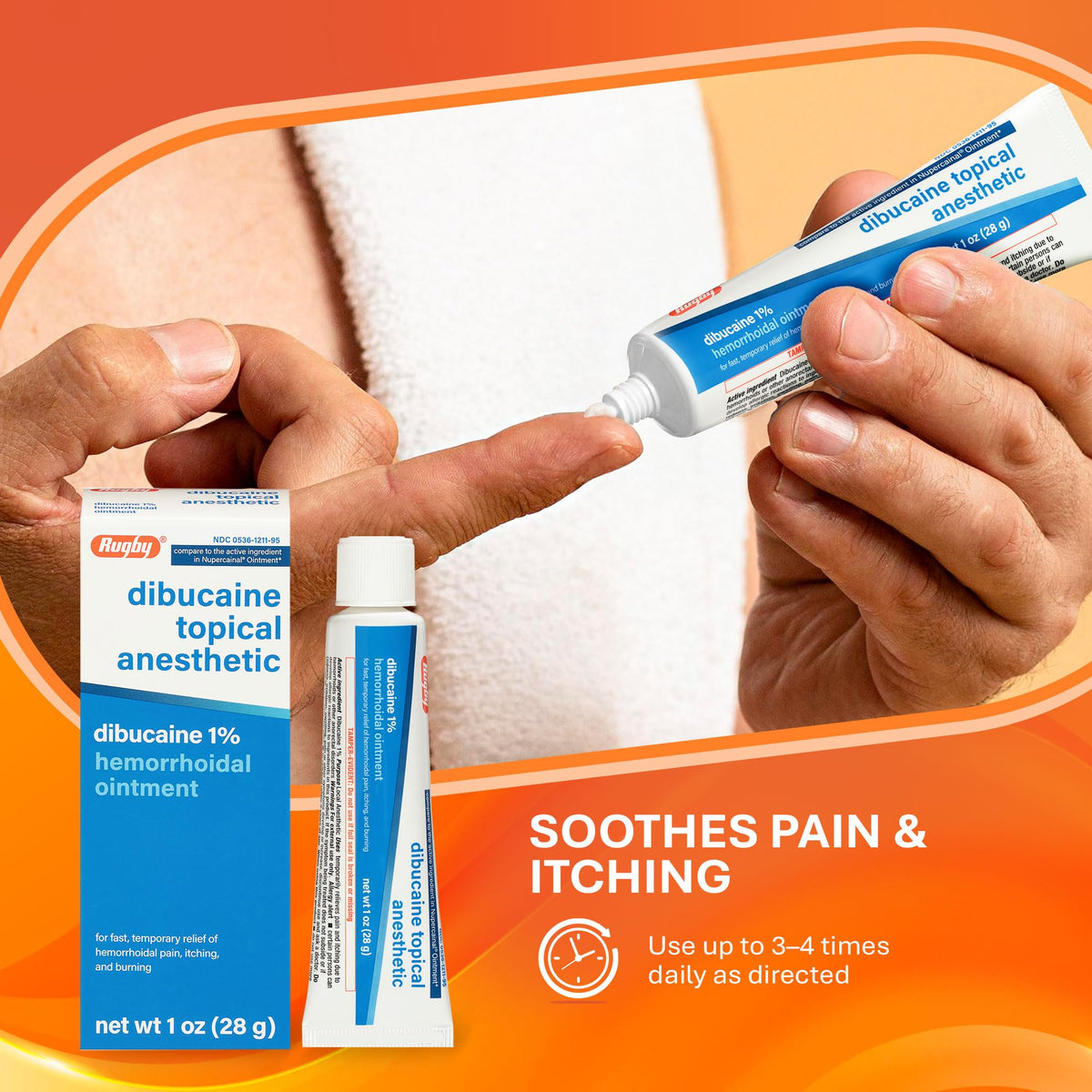 Rugby Dibucaine Topical Anesthetic 1% Hemorrhoid Ointment - Pain Relief Cream for Itching and Burning, Hemorrhoid Treatment, Anti Itch Cream 1 Oz (3 Pack) RUGBY LABORATORIESBuy Supplements Australia