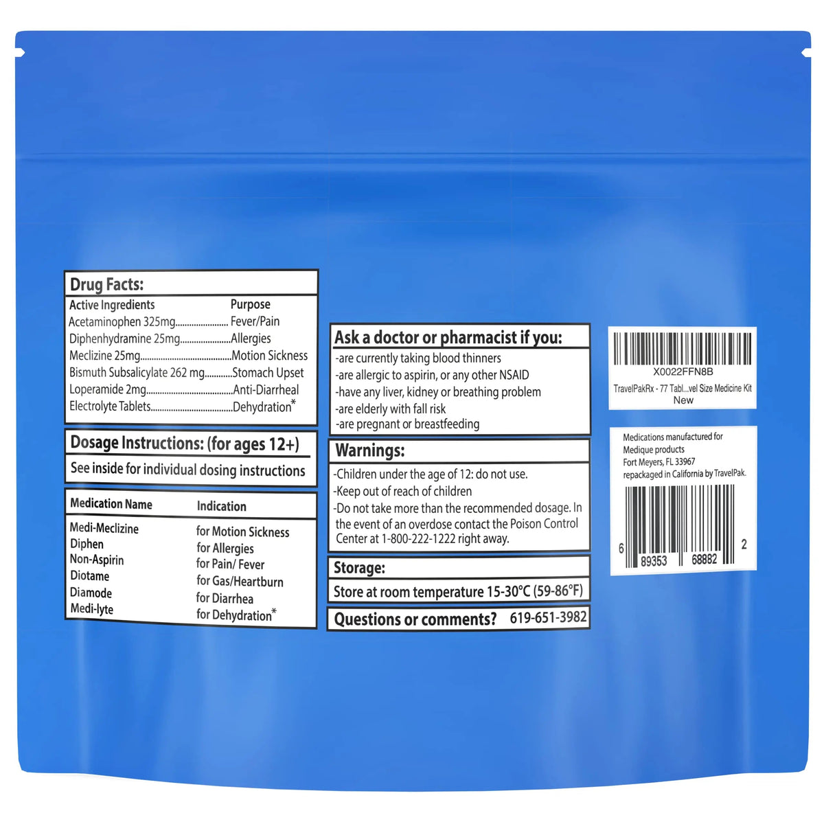 TravelPakRx Travel Essentials Medicine Kit - TSA-Approved Over-The-Counter Individual Medicine Packets, for Travel, Cruises, Camping, Created by Pharmacist TravelPakRxBuy Supplements Australia