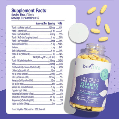 Bari Life Complete Bariatric Vitamin Formula Tablets and Bariatric Balance – Probiotic Supplement and Vitamin B1