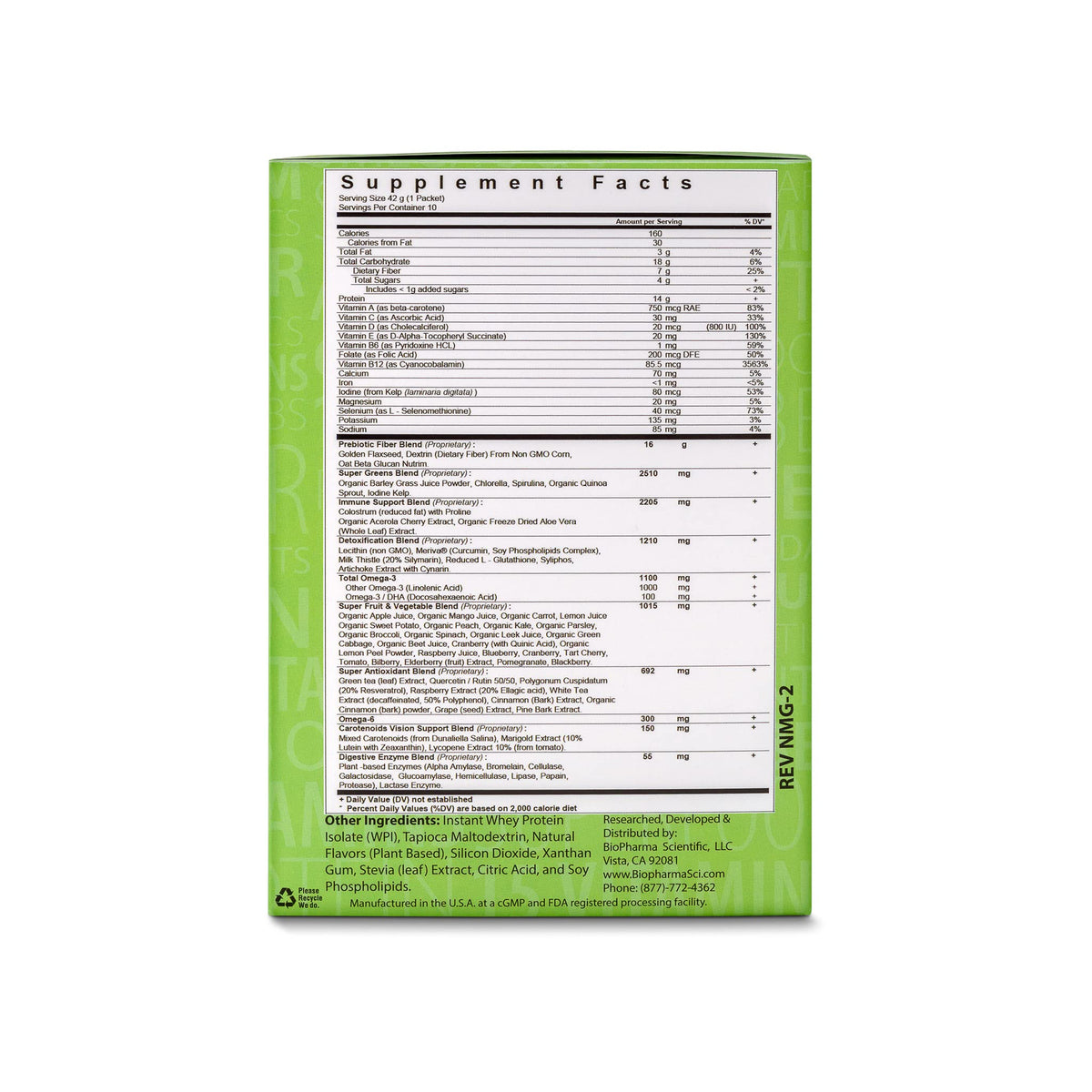NanoMeal Plant-Based All-in-One Nutrition | Superfood Meal Replacement Powder | Tropical Fruit Blend | 10 Servings | Protein, Greens & Omega for Gut & Immune Support Biopharma Scientific buy supplements Au