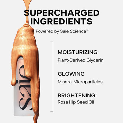 Saie Mini Glowy Super Gel Lightweight llluminator & Makeup Primer - Sunglow (0.5 oz) + Dew Blush - Lightweight Liquid Blush with a Blendable + Buildable Cream Finish - Sweetie (.40 oz) SaieBuy Supplements Australia