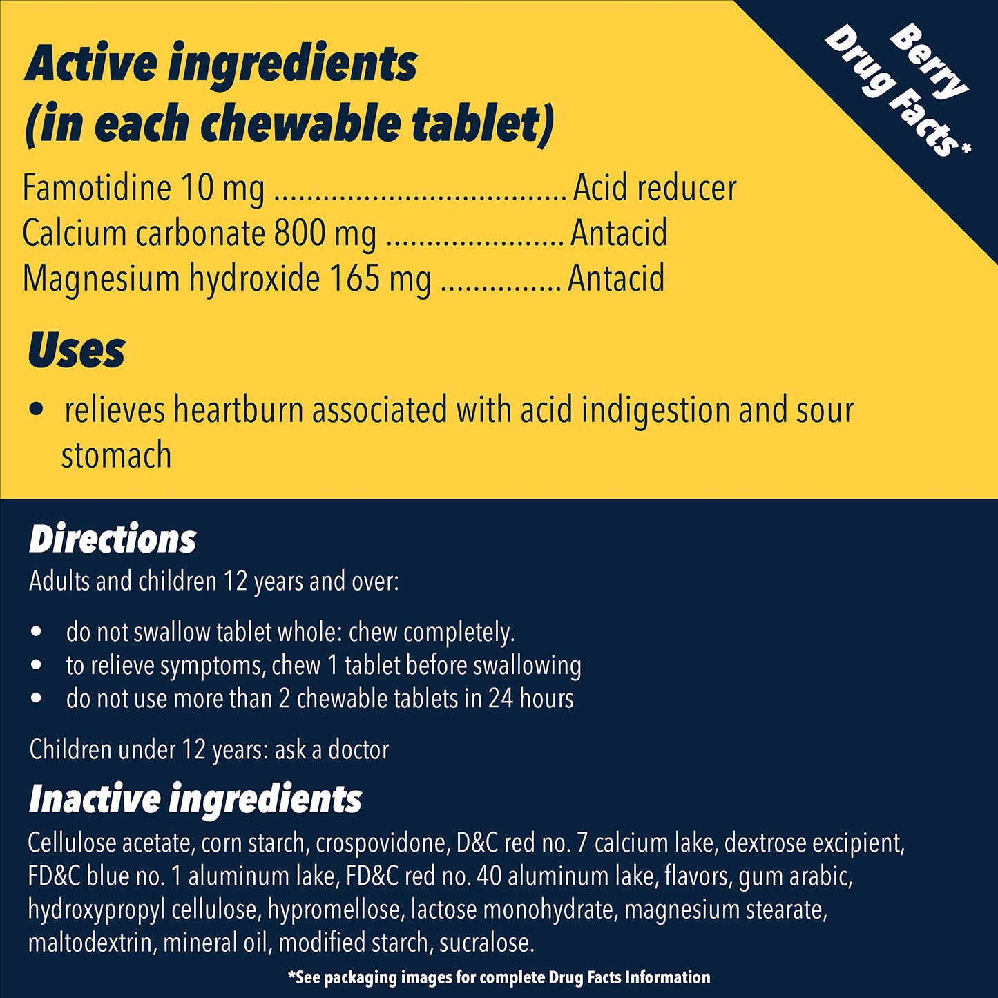 Pepcid Complete Acid Reducer + Antacid Chewable Tablets, 10mg Famotidine, 800mg Calcium Carbonate & 165mg Magnesium Hydroxide per Heartburn Medicine Tablet, Antacid Chews, Berry Flavored, 70 ct Pepcid buy supplements Au