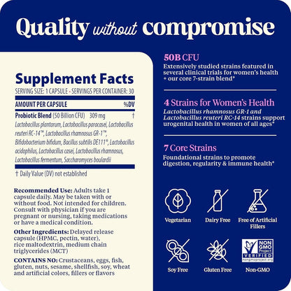 Enzymedica SubCulture Women's Probiotic, 50B CFU, Gut Support, 30 Caps | Helps Maintain Healthy Vaginal Flora & Urinary Tract Balance