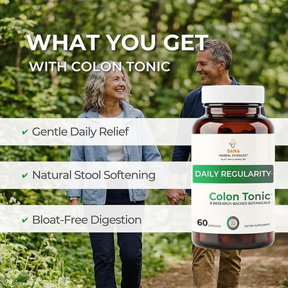 Natural Stool Softener for Constipation Relief – Safe for Daily Use & Postpartum | Gentle Herbal Formula for Adults & Seniors | 60 Capsules | Sana Herbal Sana Herbal Sciences buy supplements Au