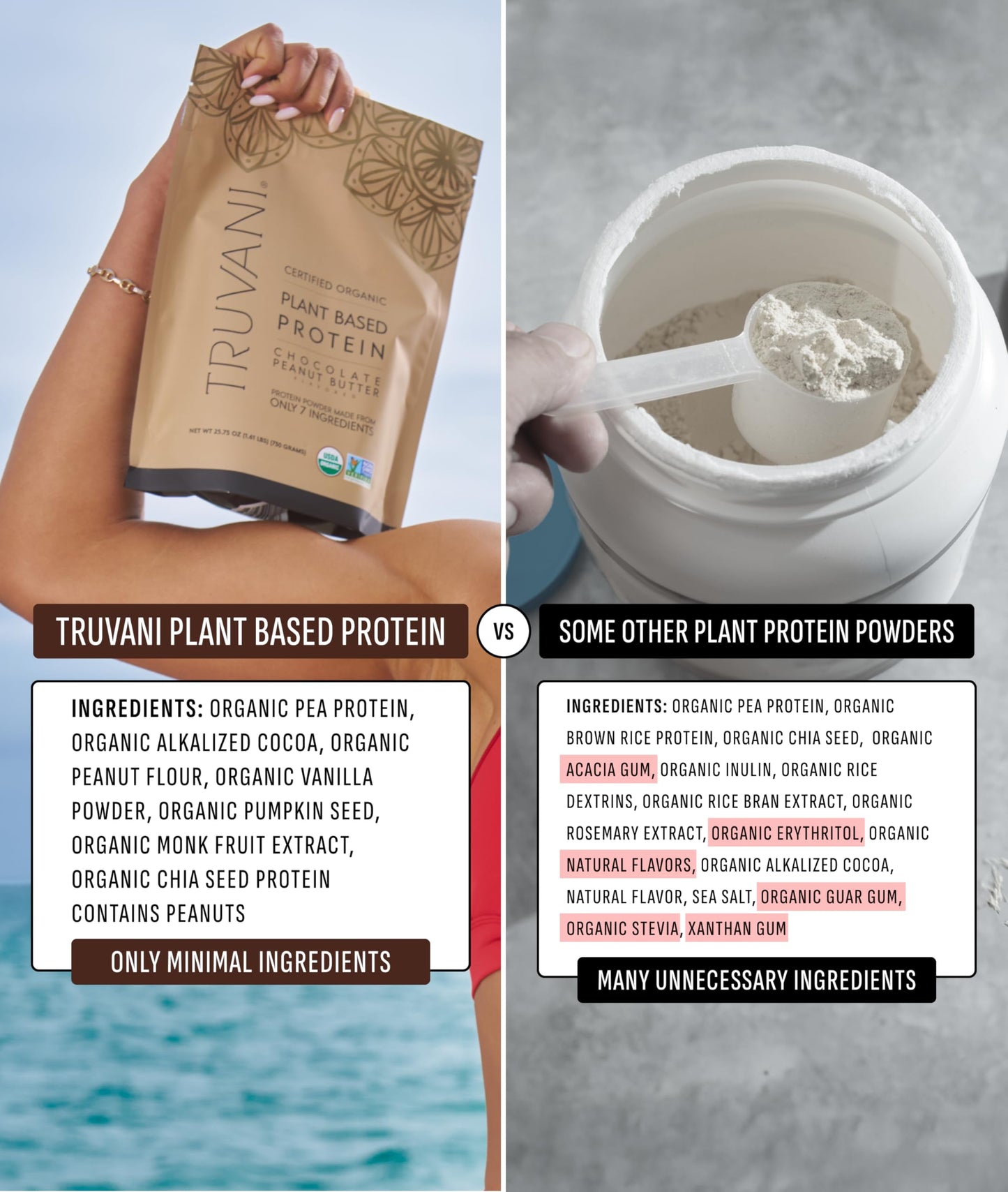 Truvani Organic Plant Based Protein Powder | Vanilla | 18 Servings | Vegan | 20g Pea Protein | Keto | Gluten & Dairy Free | Low Carb | No Added Sugar